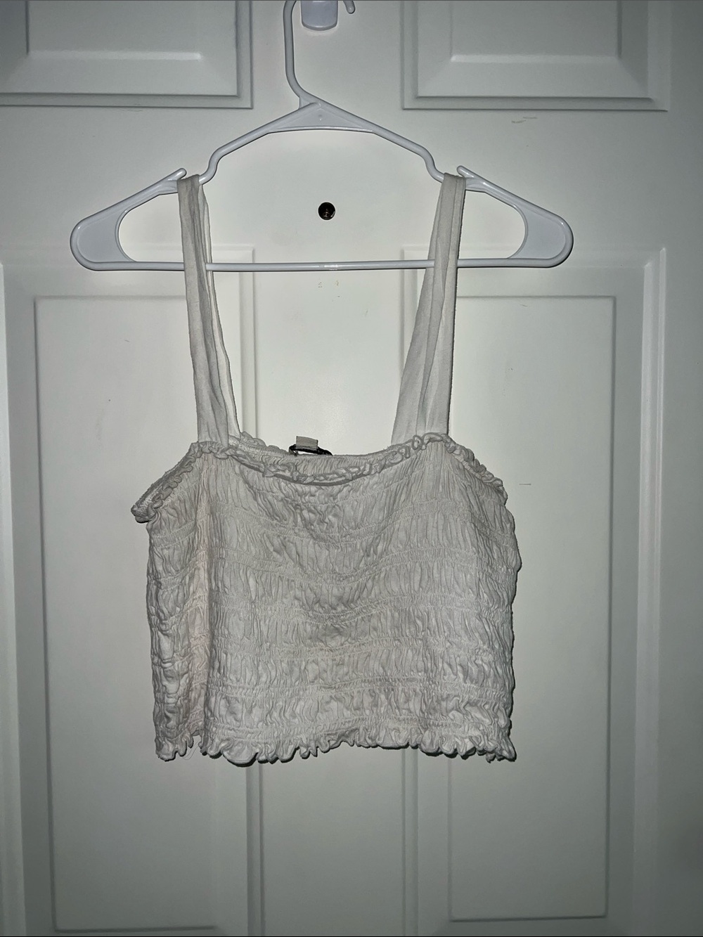 Women’s Cream Smocked Cropped Tank Top